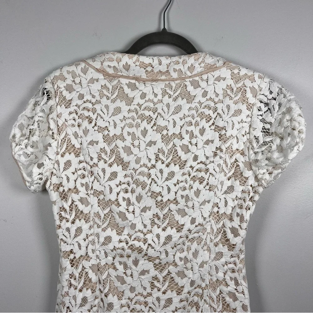 Bebe White Tea Satin Lace Mini Bride Bridal Cocktail Party Dress Size Small